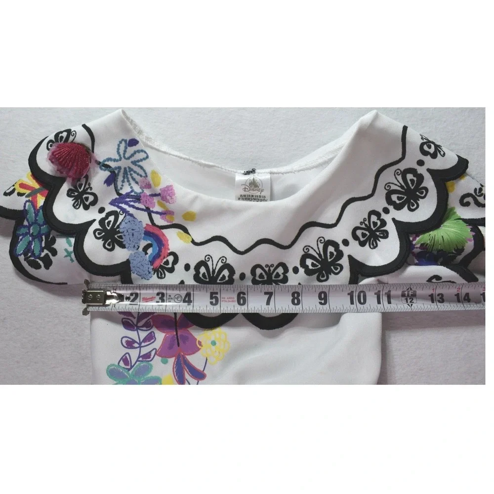 Disney Encanto Mirabel Costume Dress Girls Size 5/6 Floral Butterfly Tiered Blue - Picture 4 of 6